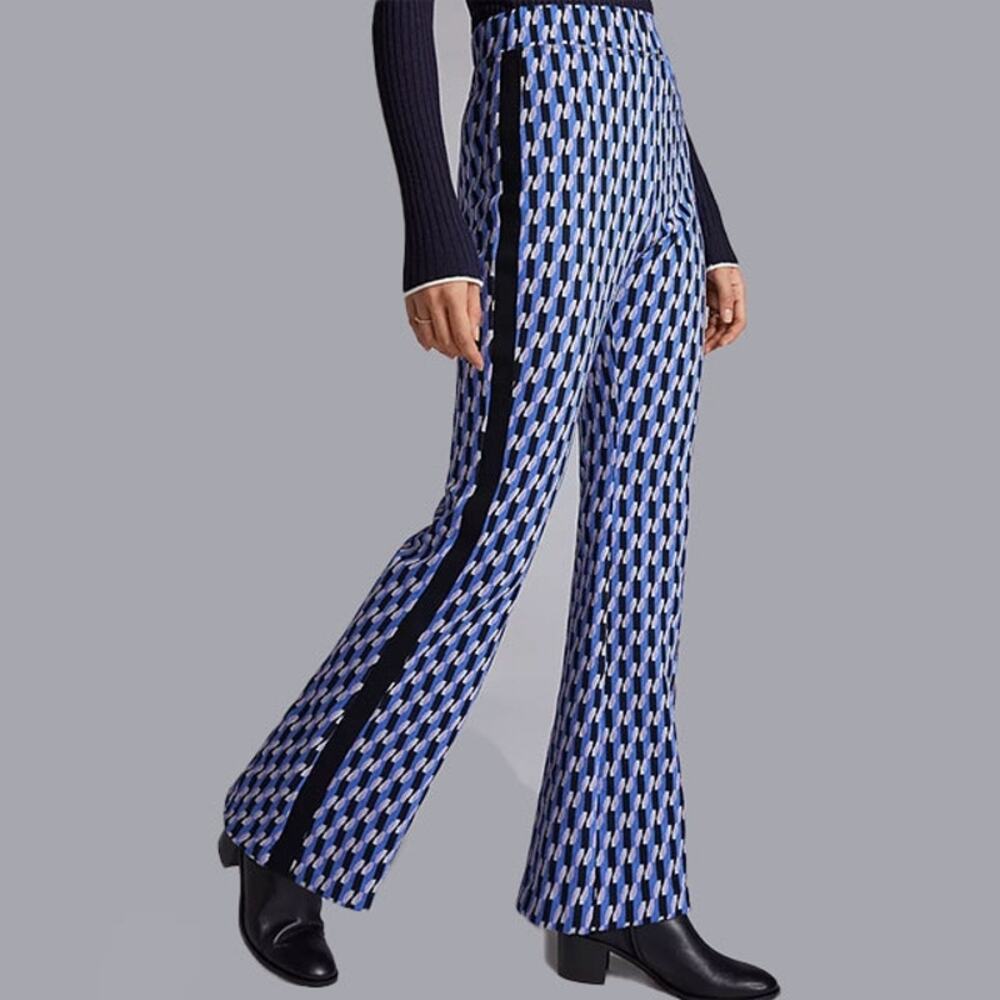 Anthropologie Maeve Knit Ponte Plaid Flare Trousers